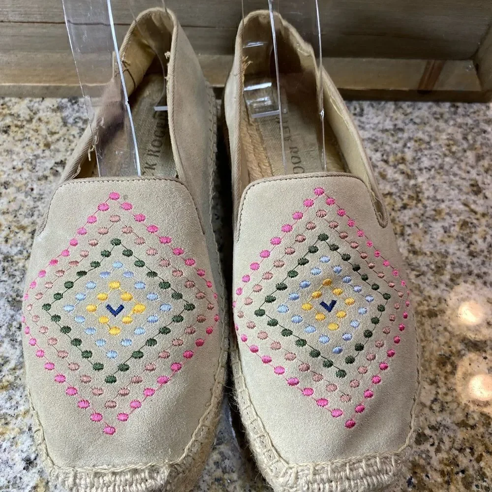✅Jack Rogers Tan Suede Patterned Details Espadrilles